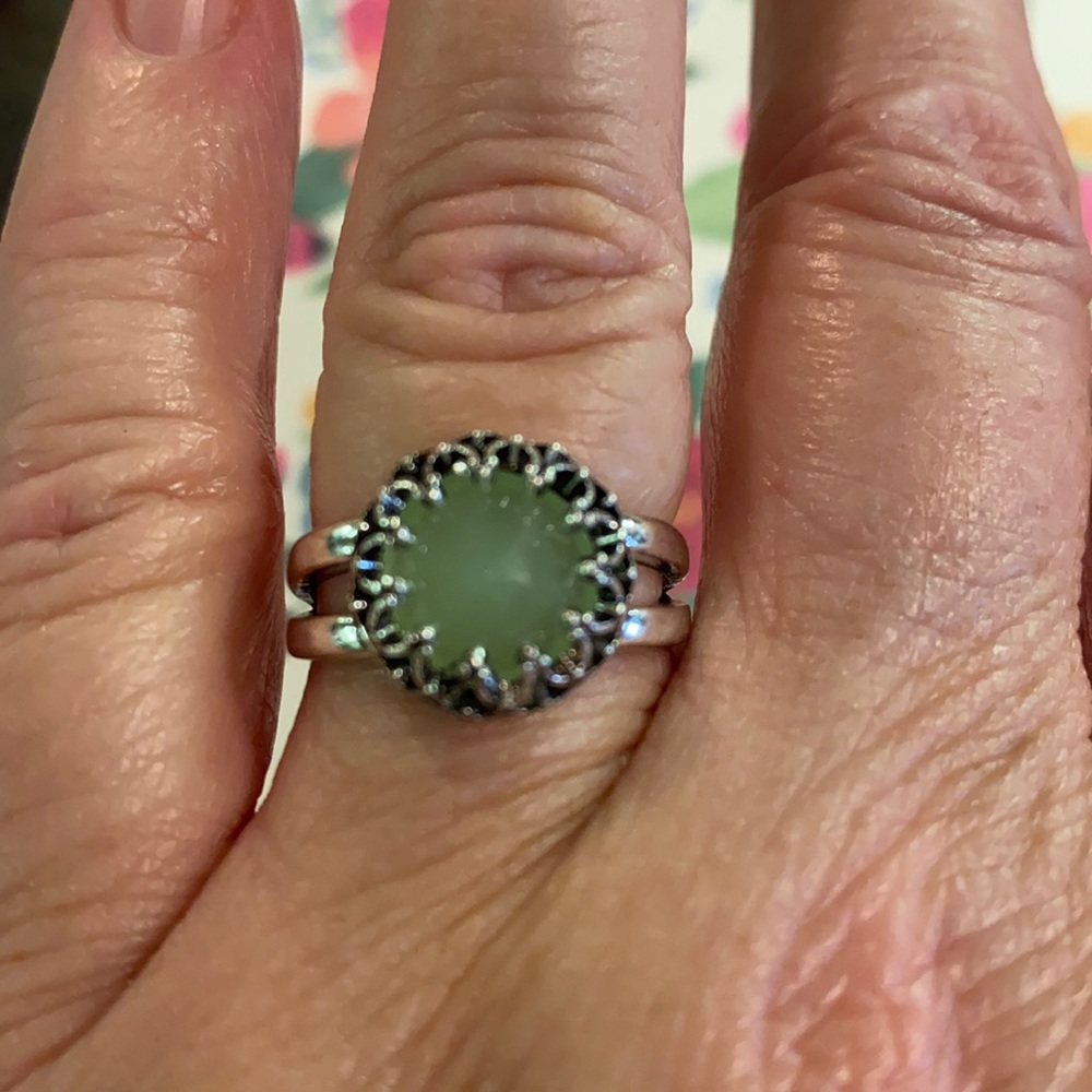 NWOT Green Stone in Sterling Silver